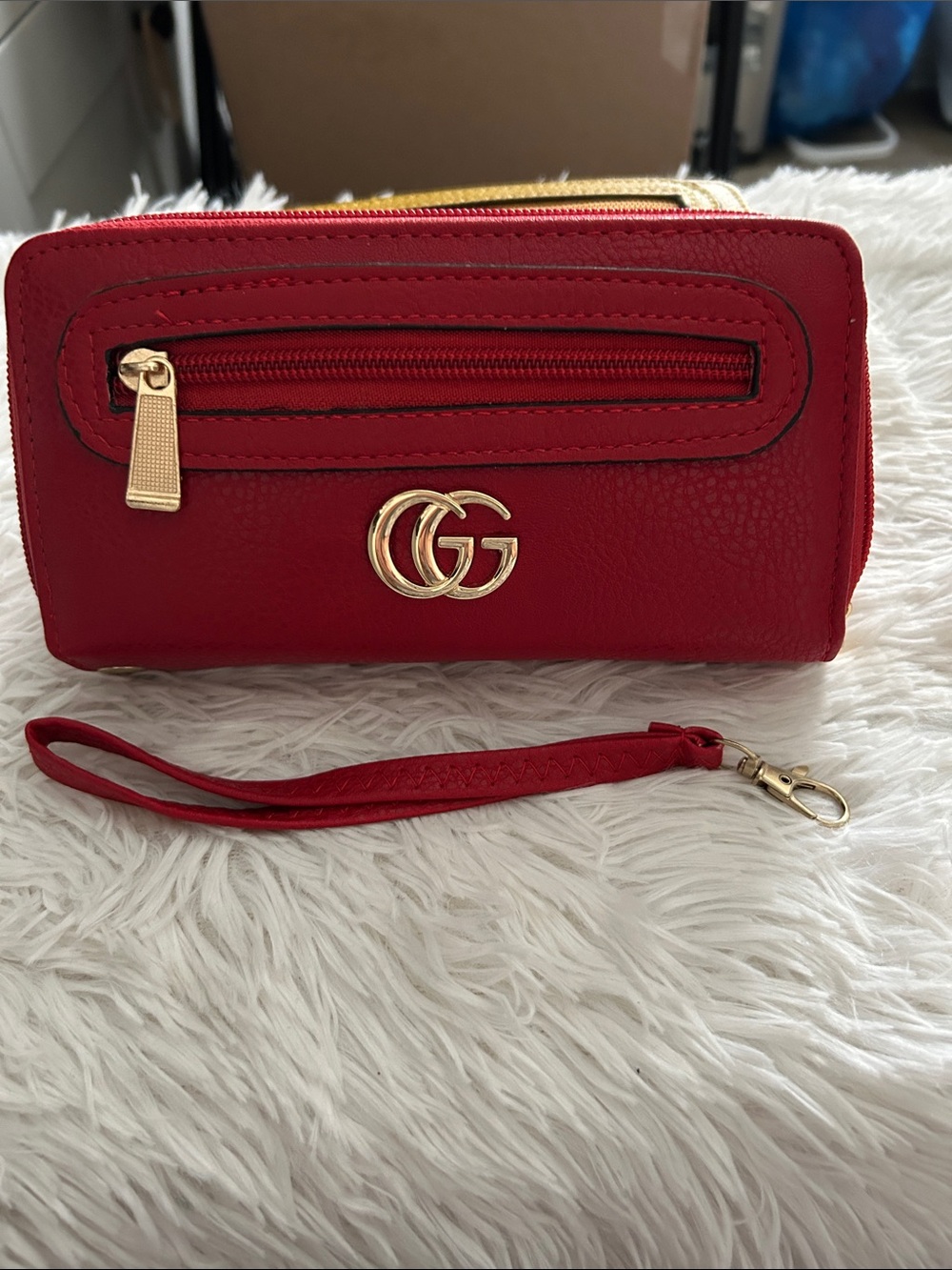 Bundle GG Logo Women's Wallet - Red / Mustard Leather - Picture 4 of 8